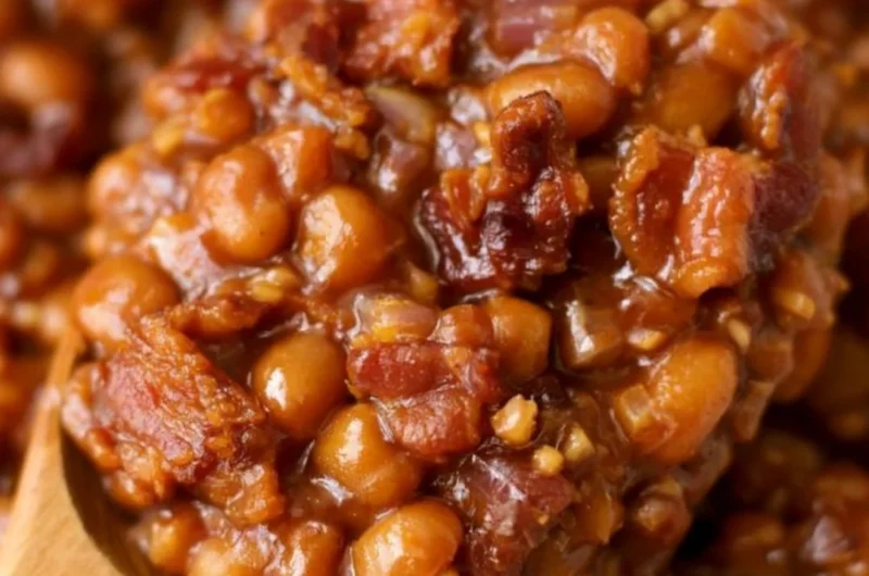 A delicious serving of Easy Ultimate Baked Beans in a bowl