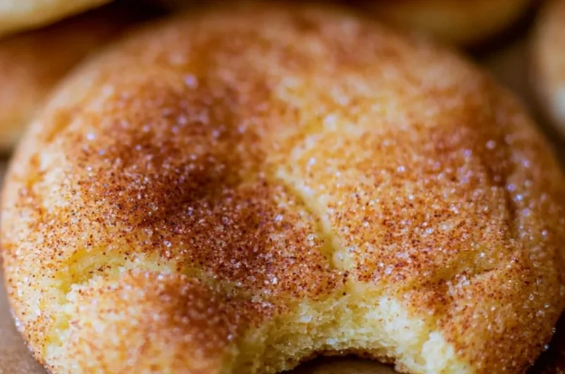Freshly baked perfectly soft and chewy snickerdoodle cookies on a cooling rack