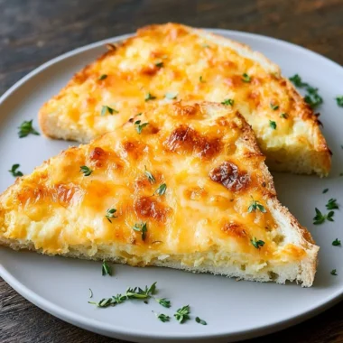 Savory egg and cheese toasts on a plate, ready to be enjoyed for breakfast.