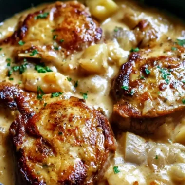 Delicious smothered pork chop casserole with scalloped potatoes
