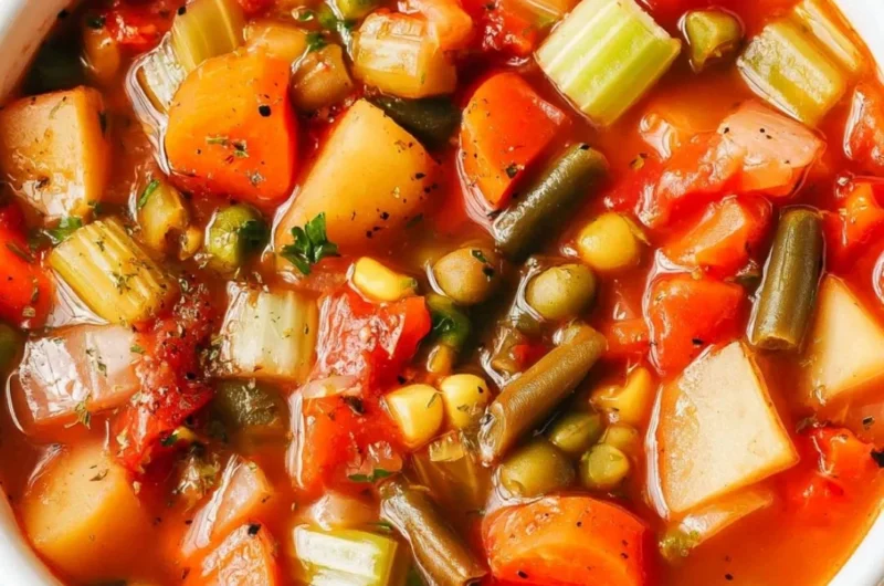 Hearty and healthy vegetable soup in a bowl, perfect for family meals.